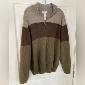 Dockers Men’s Green Brown Quarter Zip Pullover XL